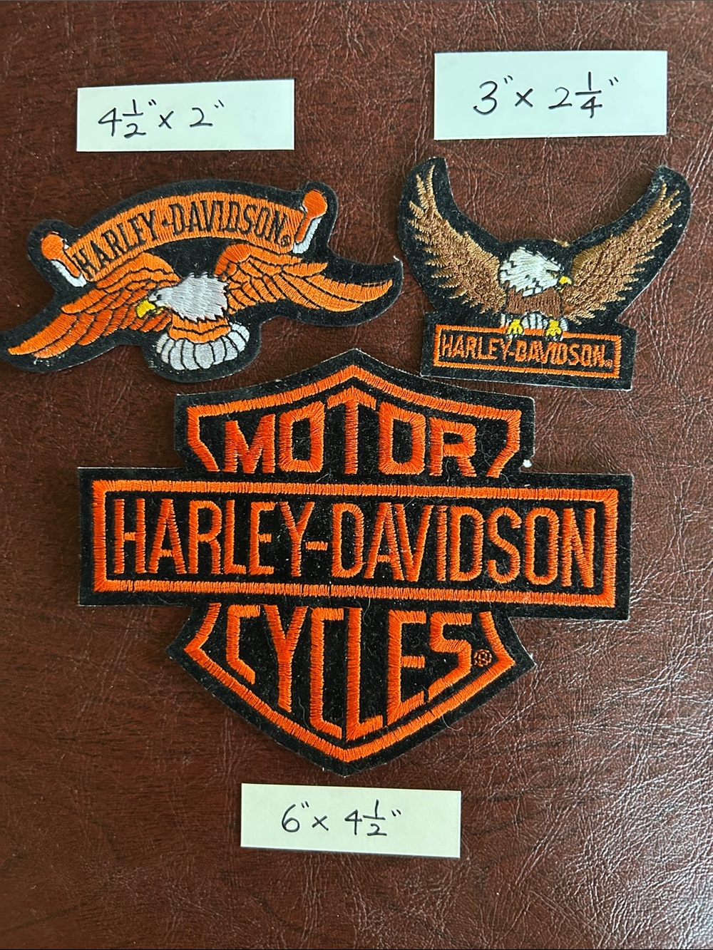 Harley-Davidson Orange & Black Embroidered Patch Trio